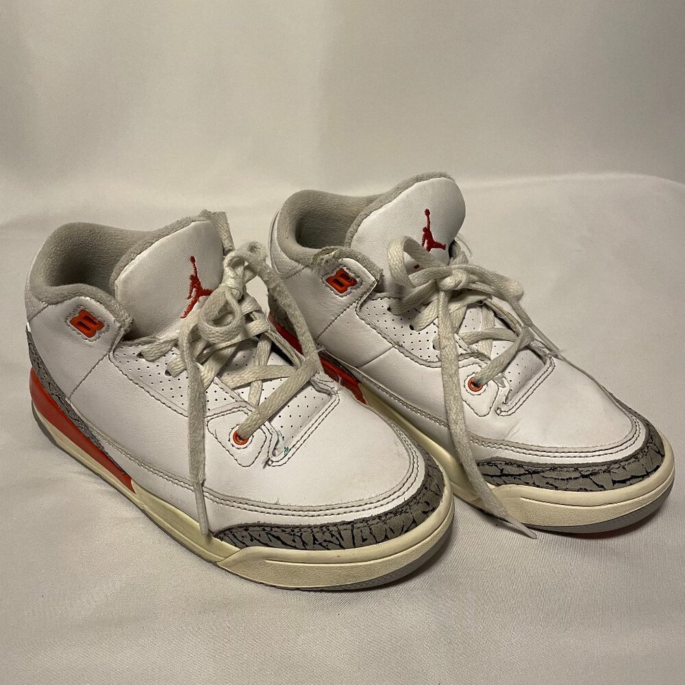 Kids 2Y Jordan Lace Up White, Grey, Red Mid Top Shoes